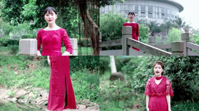 【4K】红裙美女演讲女子朗诵五四青年