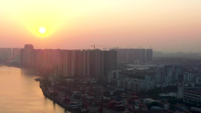 水边落日 夕阳西下 晚霞