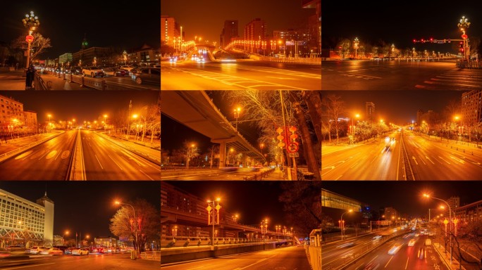 北京春节车水马龙 长安街夜景