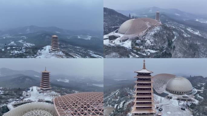 【合集】航拍南京牛首山风景区雪景