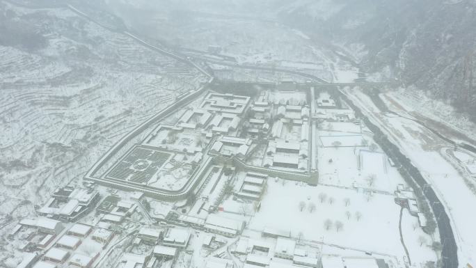 航拍天津蓟县黄崖关长城雪景