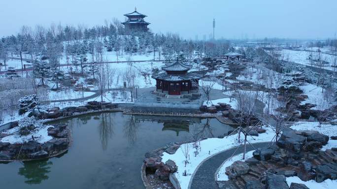 雄安悦容公园冬日雪景