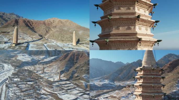 大雪后贺兰山拜寺口双塔4K