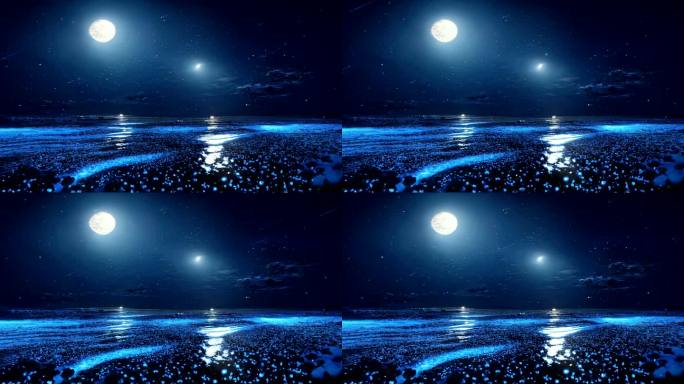 月下蓝色海