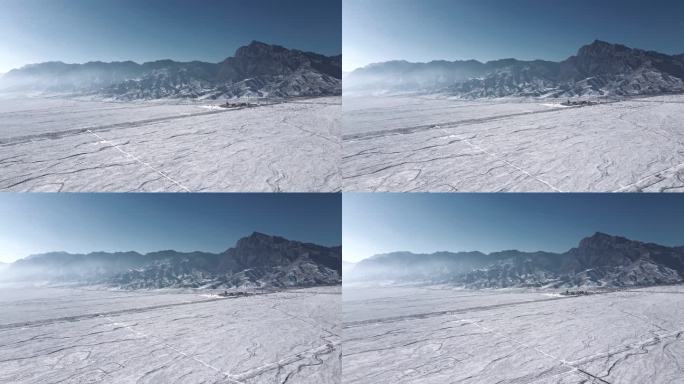 冬季山脉雪地戈壁荒芜大地