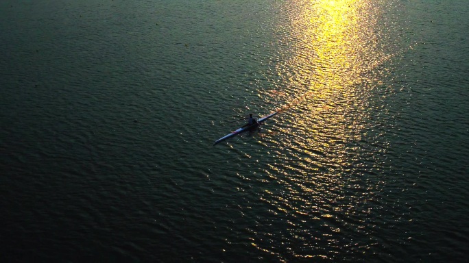 玄武湖 湖面上的手划船 航拍 合集