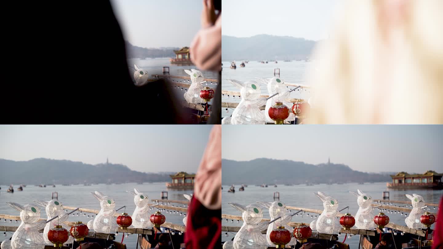 杭州西湖新年兔子船游船