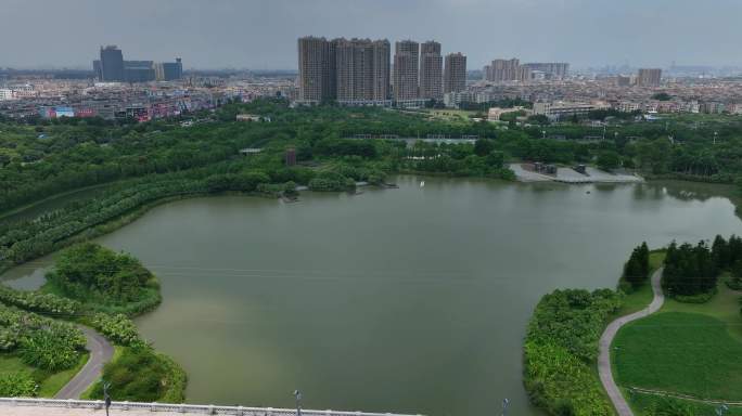 中山市古镇灯都湿地公园古镇大景