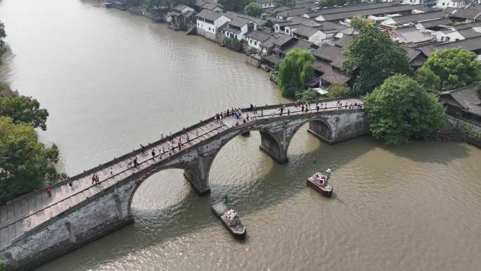 航拍京杭大运河杭州段拱宸桥小河公园