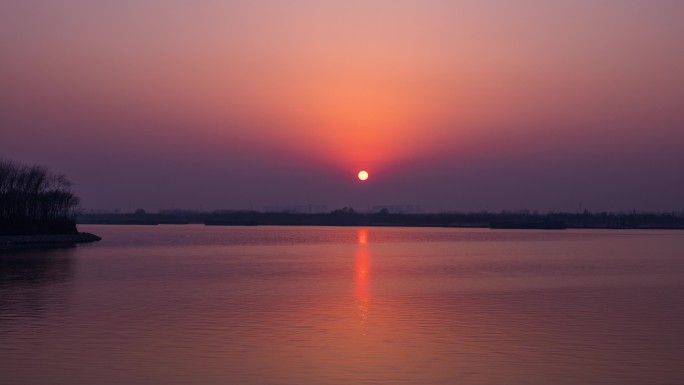扬州延时运河边日落