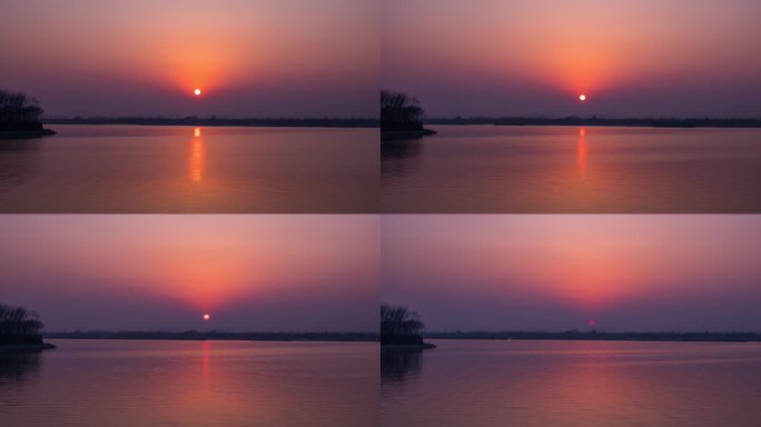 扬州延时运河边日落