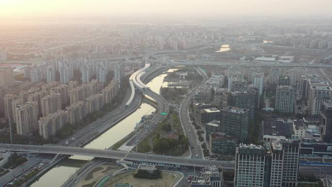 4K原素材-航拍上海苏州河、北横通道