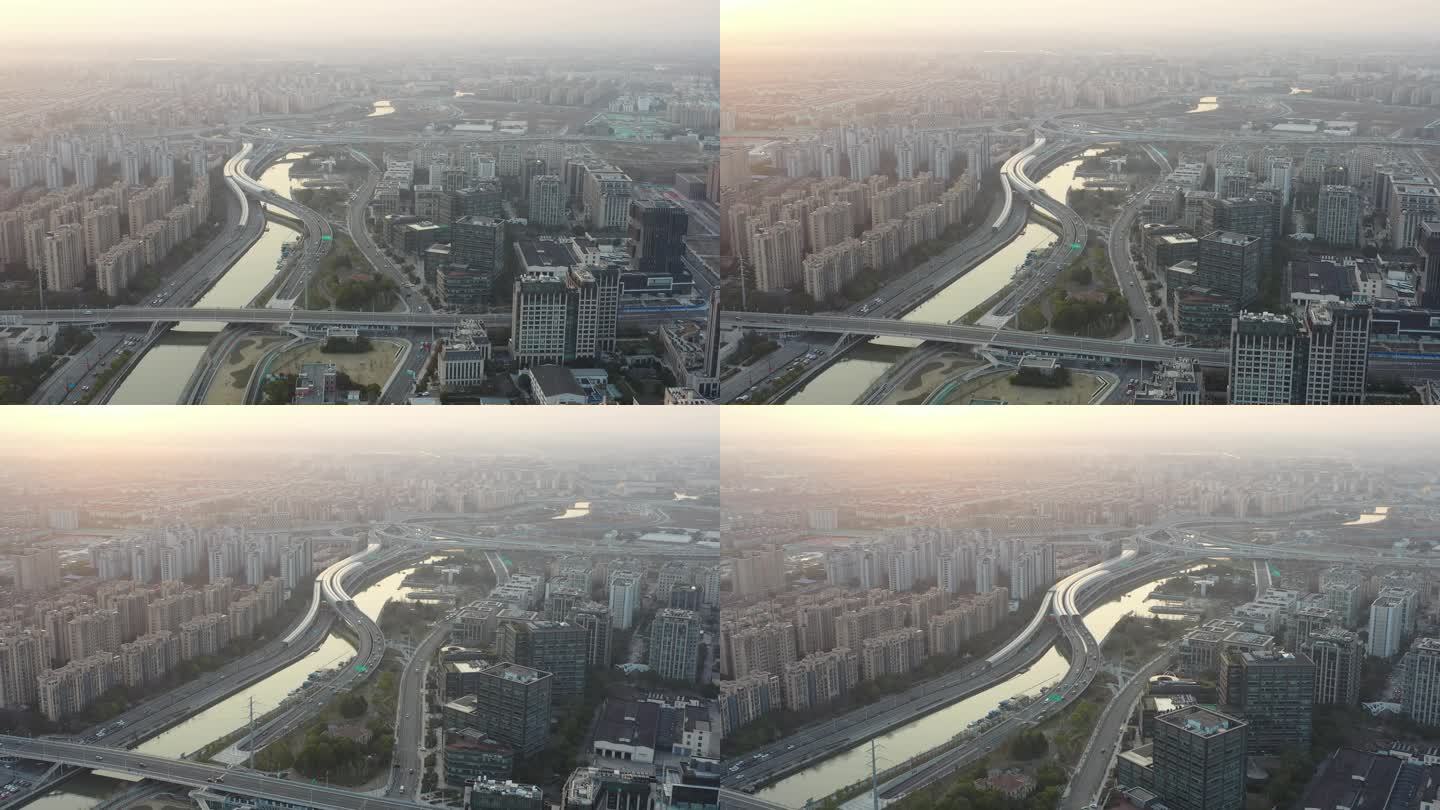 4K原素材-航拍上海苏州河、北横通道