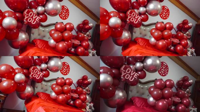 婚房气球布置喜字红色结婚