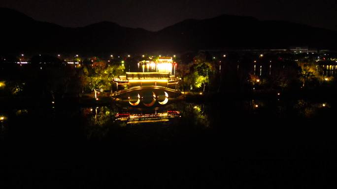 湘湖夜景航拍