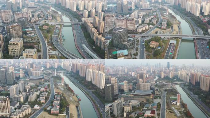 4K原素材-航拍上海长风生态商务区