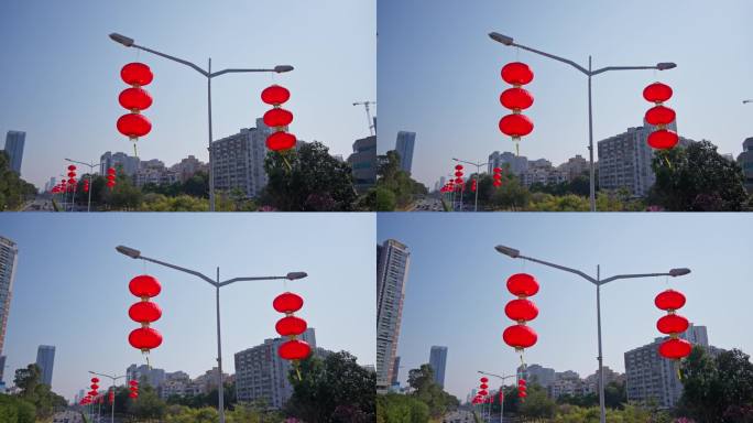 4K正版-深圳城市春节灯笼装饰过新年08