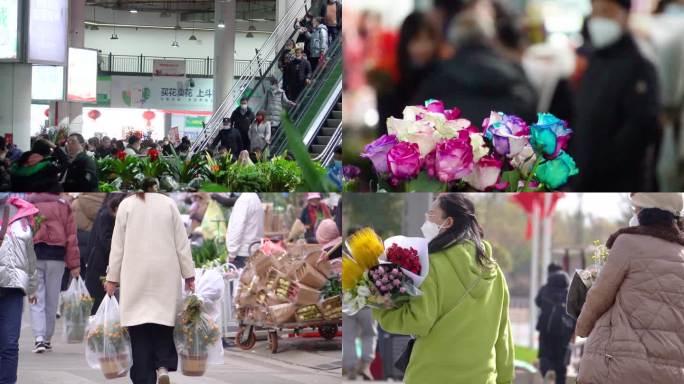 昆明斗南花市迎春买花的市民