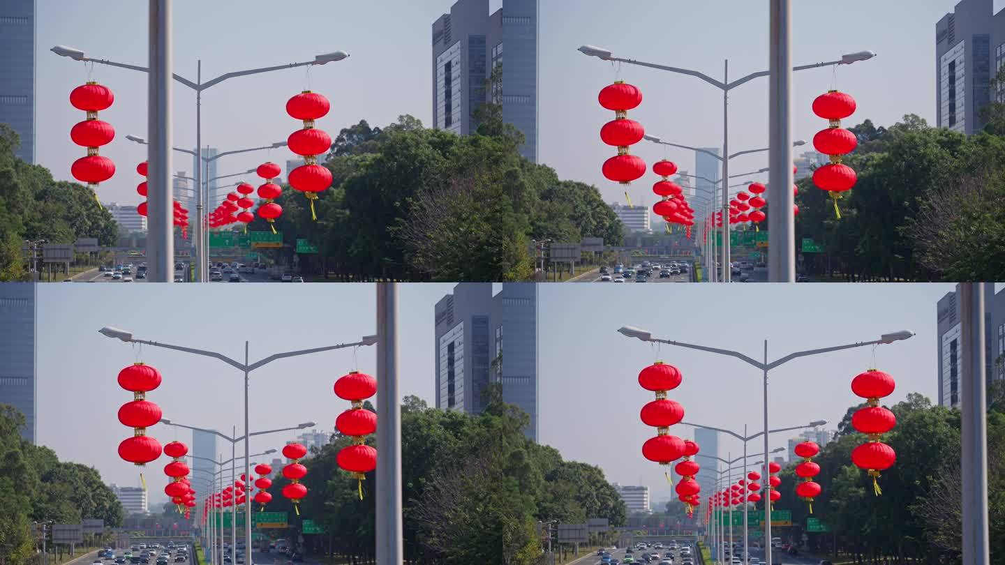 4K正版-深圳城市春节灯笼装饰过新年02