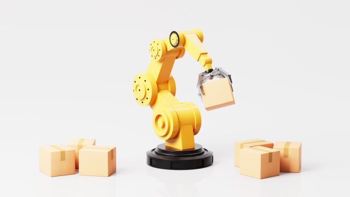 机械臂与纸箱动画3D渲染