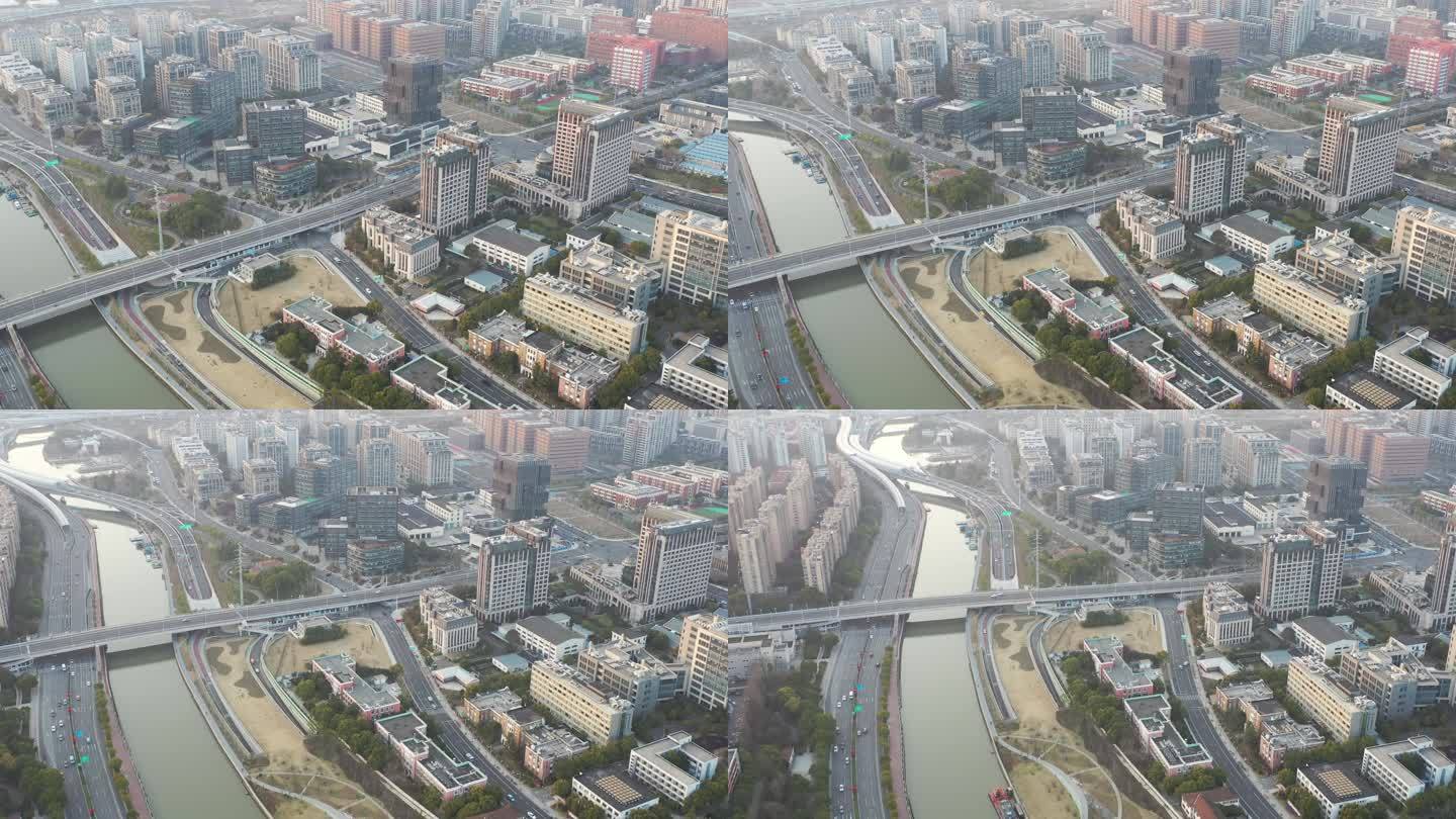 4K原素材-航拍上海苏州河泸定路桥