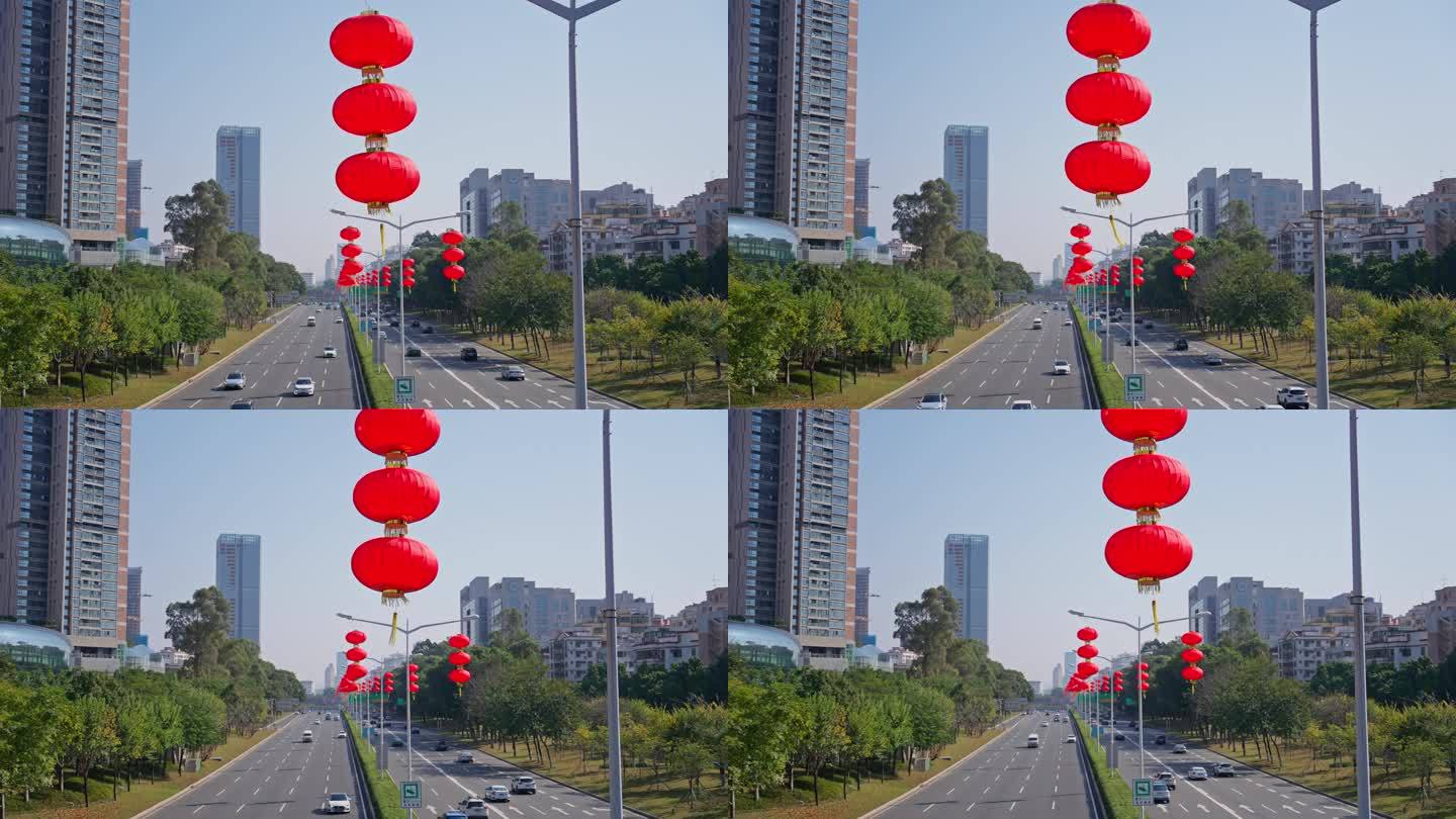 4K正版-深圳城市春节灯笼装饰过新年07