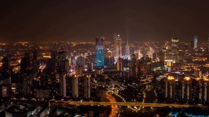 无锡市中心夜景航拍延时