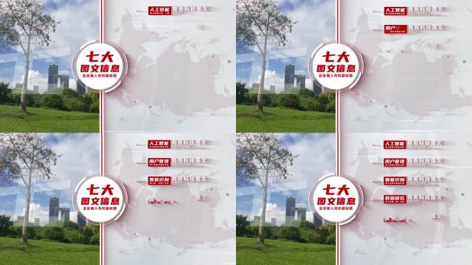 【7】商务红色图文信息分类AE模板包装七
