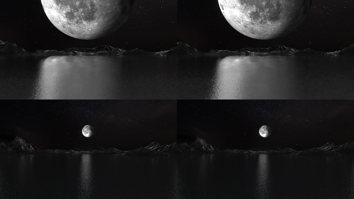 月球意境太空抽象湖面