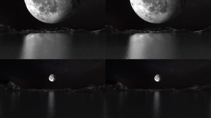 月球意境太空抽象湖面