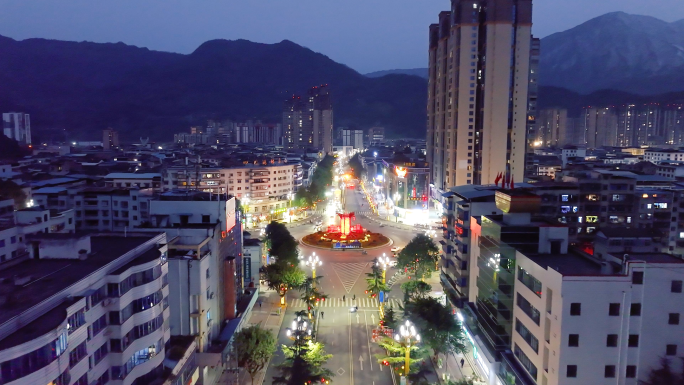 唯美城市夜景航拍夜色风景灯火辉煌