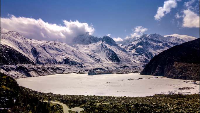 4K延时航拍西藏来古冰川美景