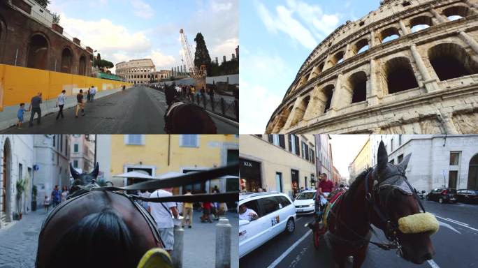 意大利罗马四轮马车 罗马旅游观光马车