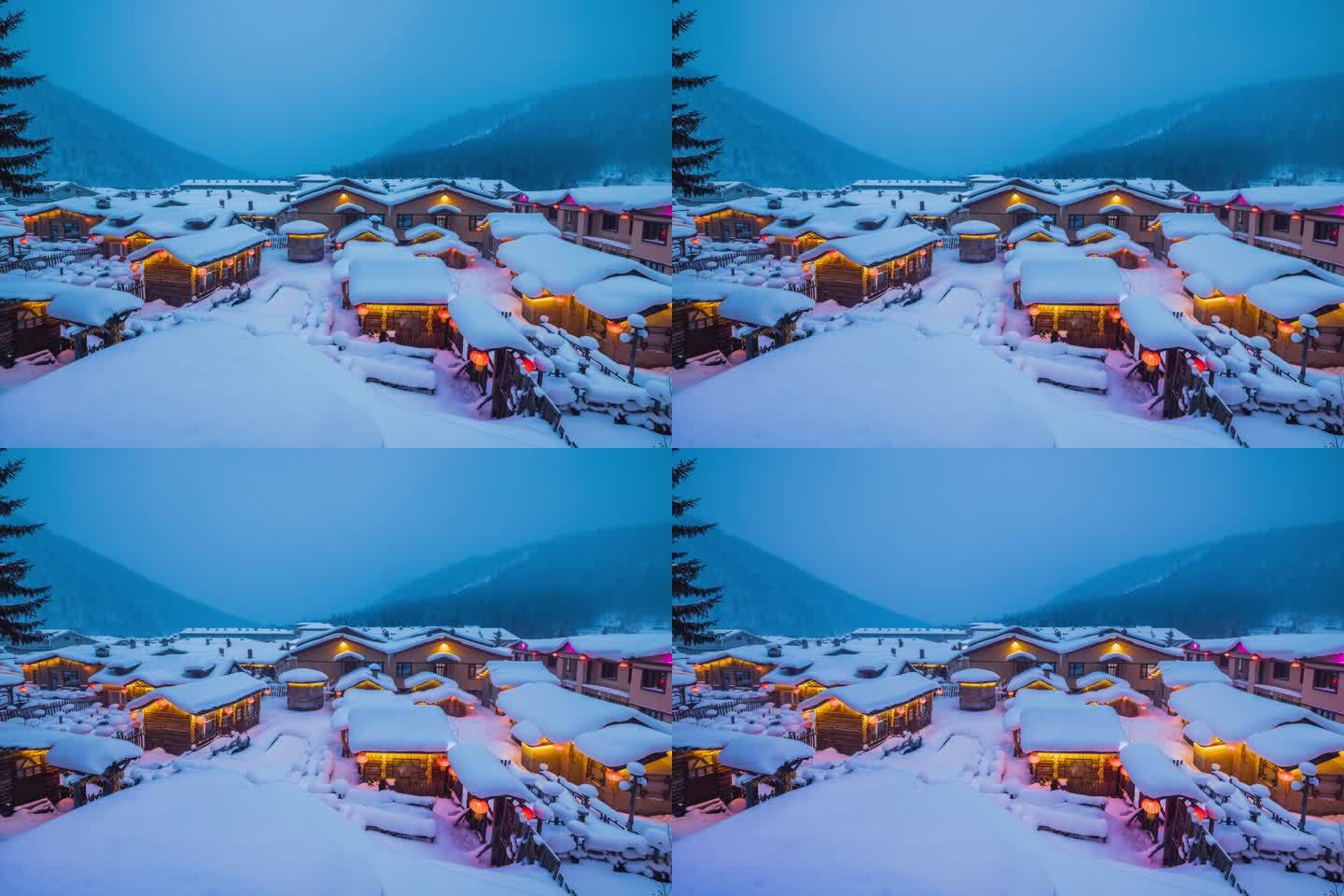 黑龙江牡丹江中国雪乡冬季高清风景延时8K