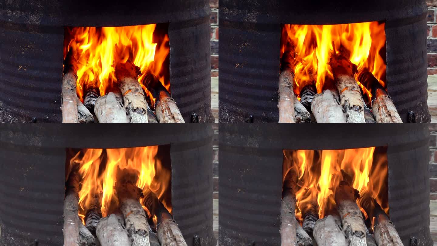 燃烧的木棍铁炉子