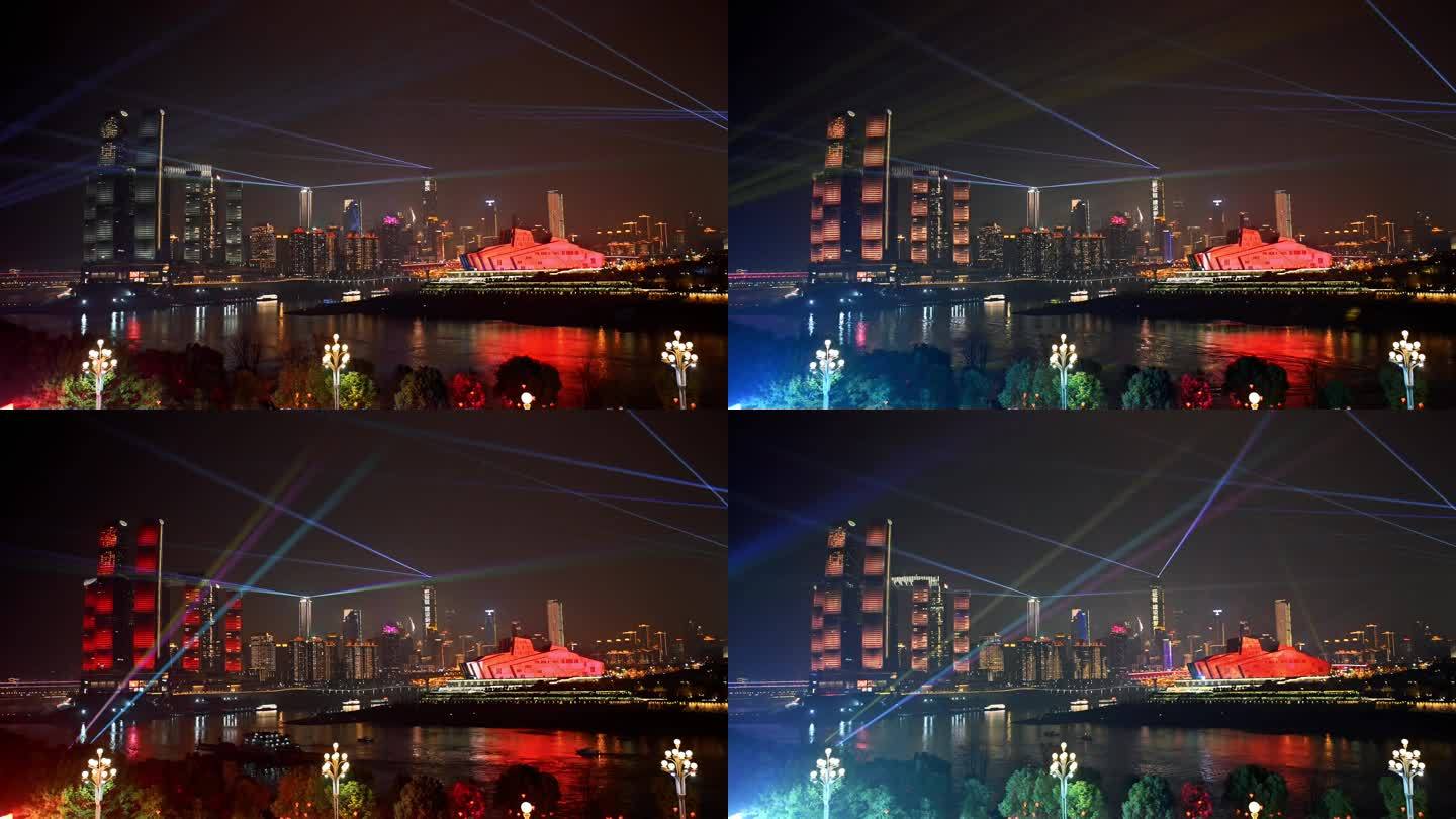 重庆跨年夜灯光秀延时摄影