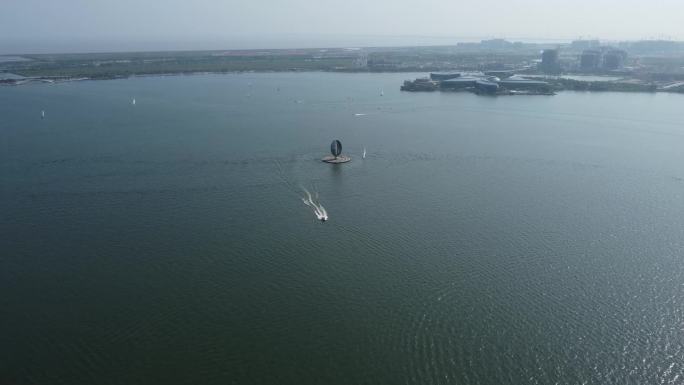 4k原素材-上海滴水湖航拍
