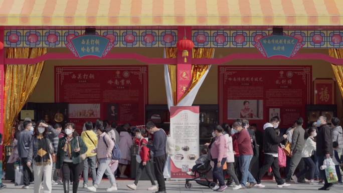 春节天河花市花街广州体育中心人来人往