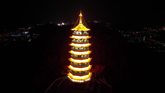 小城春节夜景除夕夜烟花