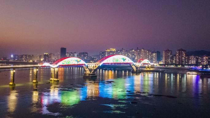 梧州高旺大桥夜景航拍延时视频