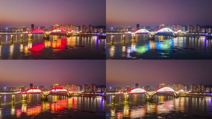 梧州高旺大桥夜景航拍延时视频