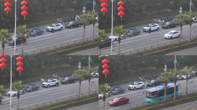 深圳交警节日文明执法、、劝阻指挥交通