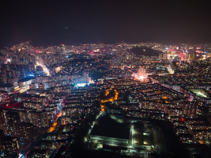 本溪除夕烟花夜景航拍