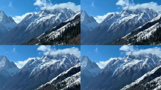 航拍四姑娘山双桥沟圣母山猎人峰雪山