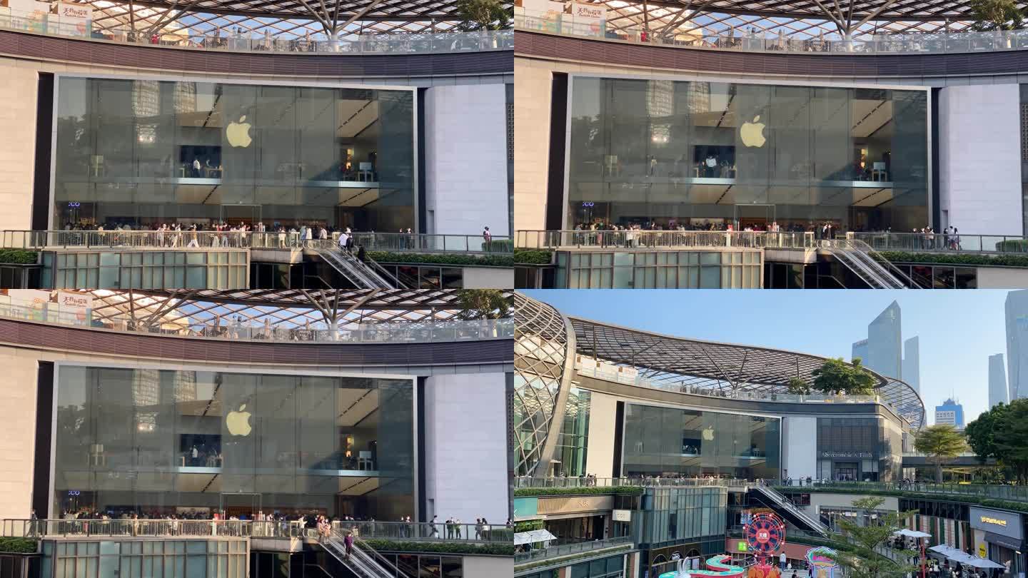 大型苹果店延时直营店人来人往广州天环广场