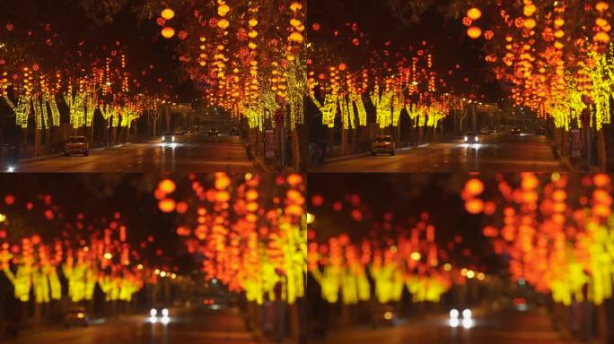 春节道路上的红灯笼