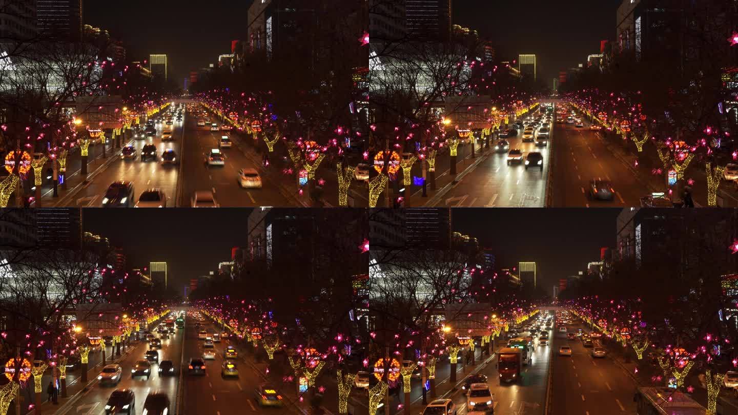 城市道路上的花灯