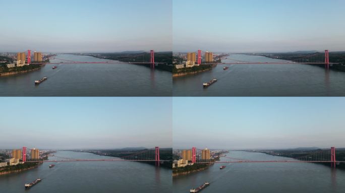 城市航拍湖北宜昌长江公路大桥 (4)