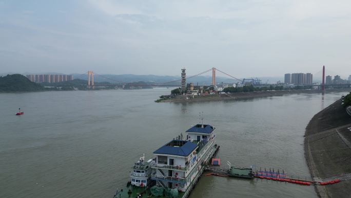 城市航拍湖北宜昌至喜长江大桥 (4)