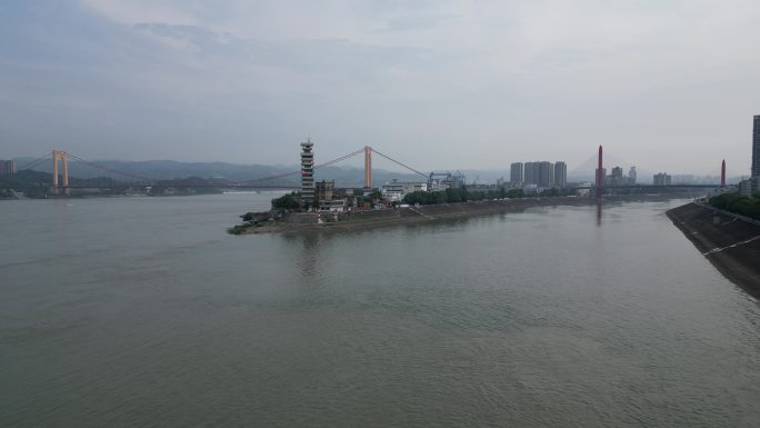 城市航拍湖北宜昌至喜长江大桥 (5)